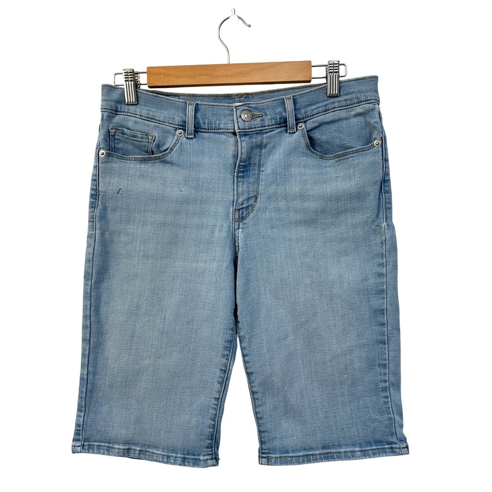 Levi's classic denim bermuda shorts 29 mid rise light wash blue retro